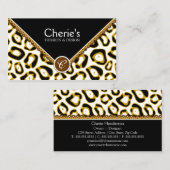 Carte De Visite Monogramme élégant d'empreinte de léopard et de (Devant / Derrière)