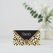 Carte De Visite Monogramme élégant d'empreinte de léopard et de (Debout devant)