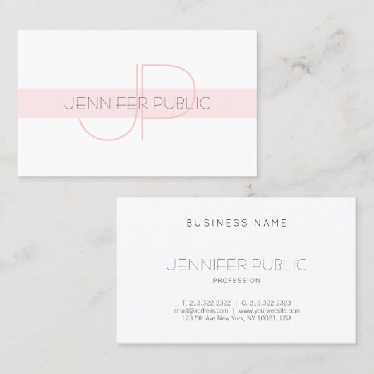 Carte De Visite Monogramme élégant Design simple Luxe Moderne Plai (Devant / Derrière)