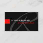 Carte De Visite Monogramme élégant du consultant en création noire (Devant)