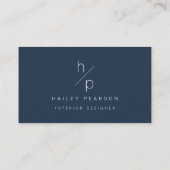 Carte De Visite Monogramme élégant | Elégance moderne en marine et (Dos)