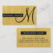 Carte De Visite Monogramme élégant en toile d'or (Devant / Derrière)