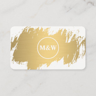 Carte De Visite Monogramme Elegant Faux Gold Grunge