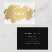 Carte De Visite Monogramme Elegant Faux Gold Grunge (Devant / Derrière)