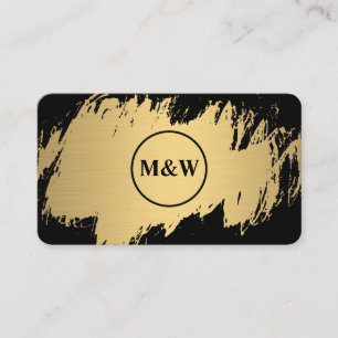Carte De Visite Monogramme Elegant Faux Gold Grunge