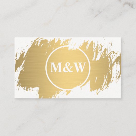 Carte De Visite Monogramme Elegant Faux Gold Grunge (Devant)
