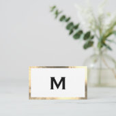 Carte De Visite Monogramme Elegant Faux Golden Border (Debout devant)