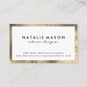 Carte De Visite Monogramme Elegant Faux Golden Border (Dos)