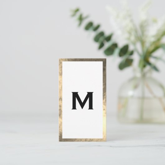 Carte De Visite Monogramme Elegant Faux Golden Border (Debout devant)