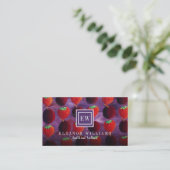 Carte De Visite Monogramme Élégant Fraises Prunes (Debout devant)