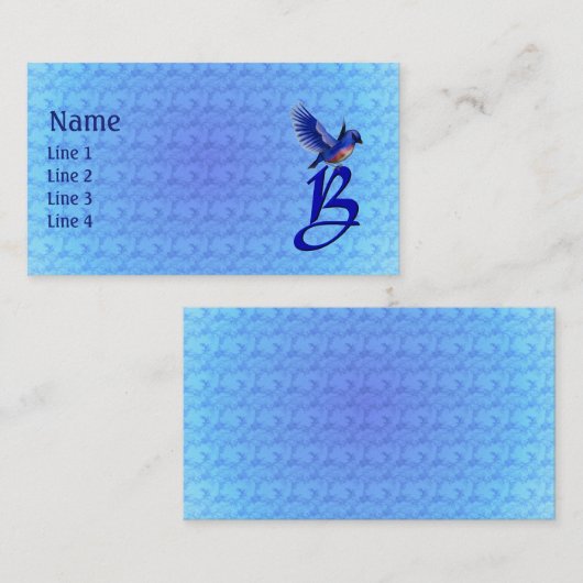 Carte De Visite Monogramme élégant initiale B Bluebird (Devant / Derrière)