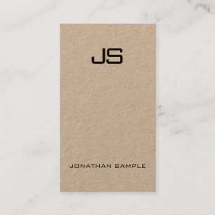 Carte De Visite Monogramme Élégant Kraft Premium Unique Vertical
