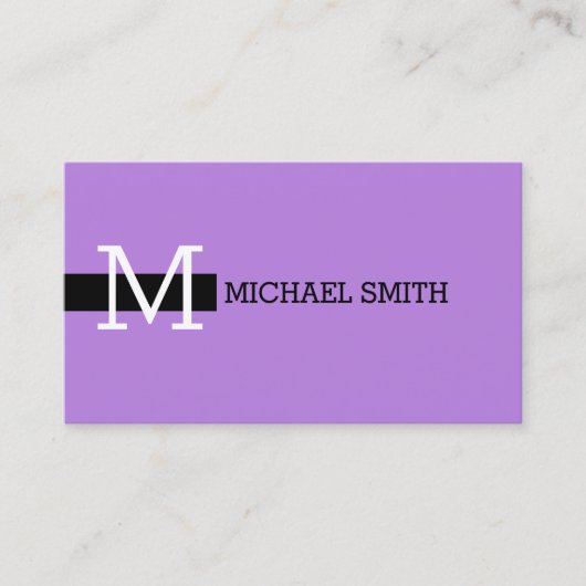 Carte De Visite Monogramme élégant Lavande moderne et noir (Devant)