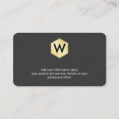 Carte De Visite Monogramme | Élégant | Lin | Or (Dos)