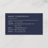 Carte De Visite Monogramme Elegant Marine Moderne Bleu (Dos)