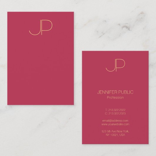 Carte De Visite Monogramme élégant Modèle moderne vertical (Devant / Derrière)