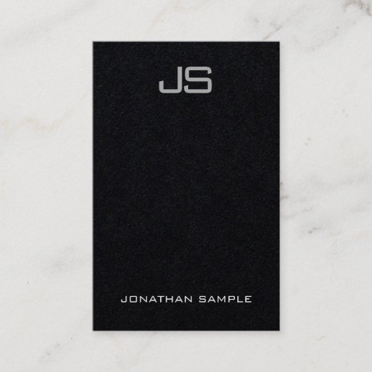 Carte De Visite Monogramme Elegant Modèle vertical Luxe noir (Devant)