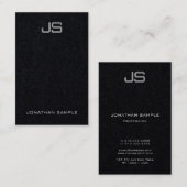 Carte De Visite Monogramme Elegant Modèle vertical Luxe noir (Devant / Derrière)