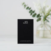 Carte De Visite Monogramme Elegant Modèle vertical Luxe noir (Debout devant)