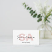 Carte De Visite Monogramme Élégant Moderne Blanc Rose (Debout devant)