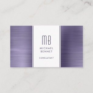Carte De Visite Monogramme Élégant Moderne Consultant Violet