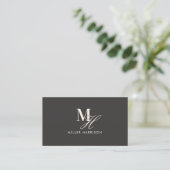 Carte De Visite Monogramme Élégant Moderne Luxe Photo Code QR (Debout devant)