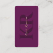 Carte De Visite Monogramme élégant moderne Luxe Purple Professionn (Devant)