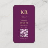 Carte De Visite Monogramme élégant moderne Luxe Purple Professionn (Dos)