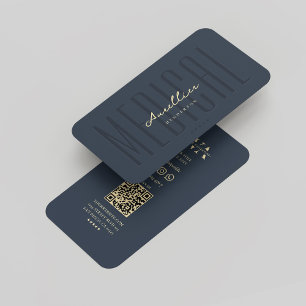 Carte De Visite Monogramme élégant moderne Médicale Docteur Bleu f