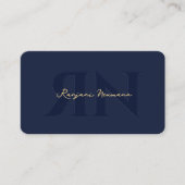 Carte De Visite Monogramme élégant moderne renversé bleu marine fo (Devant)