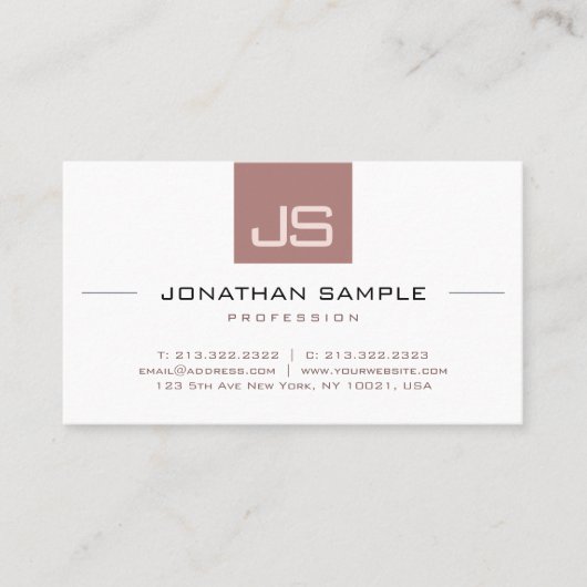 Carte De Visite Monogramme élégant moderne Simple Modèle minimalis (Devant)