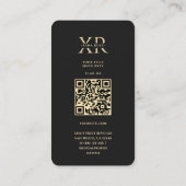 Carte De Visite Monogramme élégant moderne X Floral Black Gold (Dos)