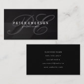Carte De Visite Monogramme élégant noir (Devant / Derrière)