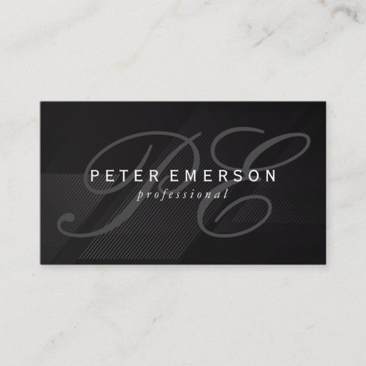 Carte De Visite Monogramme élégant noir (Devant)