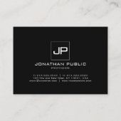 Carte De Visite Monogramme Élégant Noir Blanc Modèle moderne (Dos)