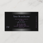 Carte De Visite Monogramme élégant noir blanc Ombre bleu rose cadr (Dos)