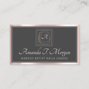 Carte De Visite Monogramme Elégant Nomination Grey Rose encadré Gr