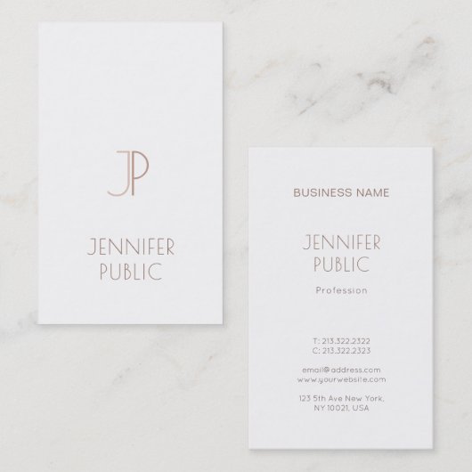 Carte De Visite Monogrammé Élégant Plain Moderne Design tendance (Devant / Derrière)