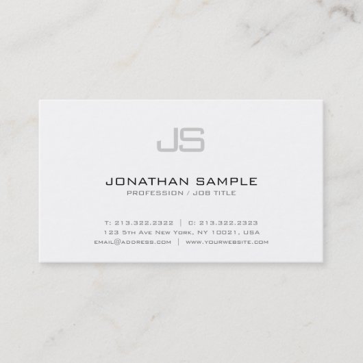 Carte De Visite Monogramme élégant professionnel Design chic moder (Devant)