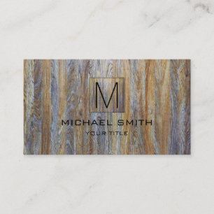 Carte De Visite Monogramme Élégant Professionnel du grain de boi