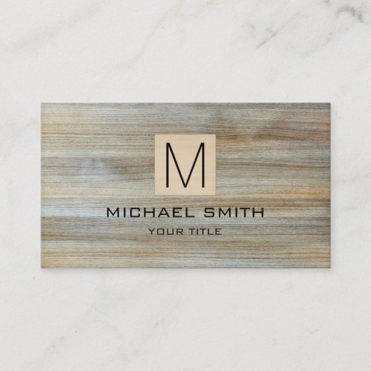 Carte De Visite Monogramme élégant professionnel du grain de bois  (Devant)