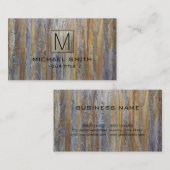 Carte De Visite Monogramme élégant professionnel du grain de bois (Devant / Derrière)