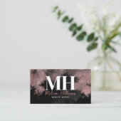 Carte De Visite Monogramme élégant rose noire dorée (Debout devant)