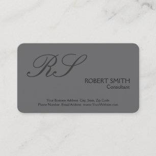 Carte De Visite Monogramme Élégant Simple Moderne Gris