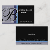 Carte De Visite Monogramme Elégant tendance noir et gris (Devant / Derrière)