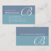 Carte De Visite Monogramme élégant turquoise B de deux tons (Devant / Derrière)