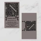 Carte De Visite Monogramme élégant victorien antique de lettre N (Devant / Derrière)