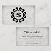 Carte De Visite Monogramme | Élément | Texture grunge (gris) (Devant / Derrière)