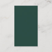 Carte De Visite Monogramme émeraude solide minimal moderne vertica (Dos)