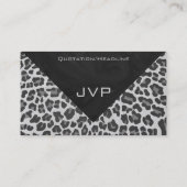 Carte De Visite Monogramme Empreinte de léopard noir et blanc (Dos)
